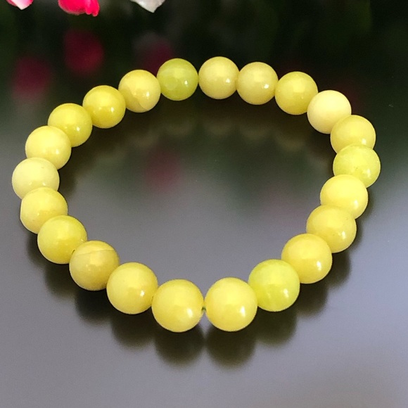 Lemon Jade 8mm Natural Stone Beads Stretchable Bracelet - Picture 2 of 2